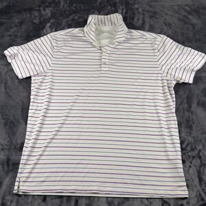 Rule 18 Performance‎ Polo Mens XL White Purple Striped Short Sleeve Golf Shirt